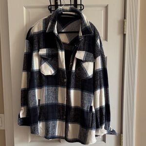 Plaid Button-Up Shirt Jacket